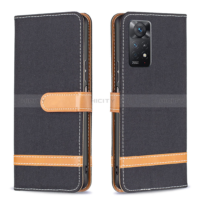 Handytasche Stand Schutzhülle Flip Leder Hülle B16F für Xiaomi Redmi Note 11 Pro 4G Schwarz