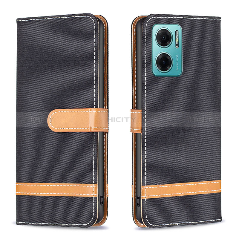 Handytasche Stand Schutzhülle Flip Leder Hülle B16F für Xiaomi Redmi Note 11E 5G Schwarz