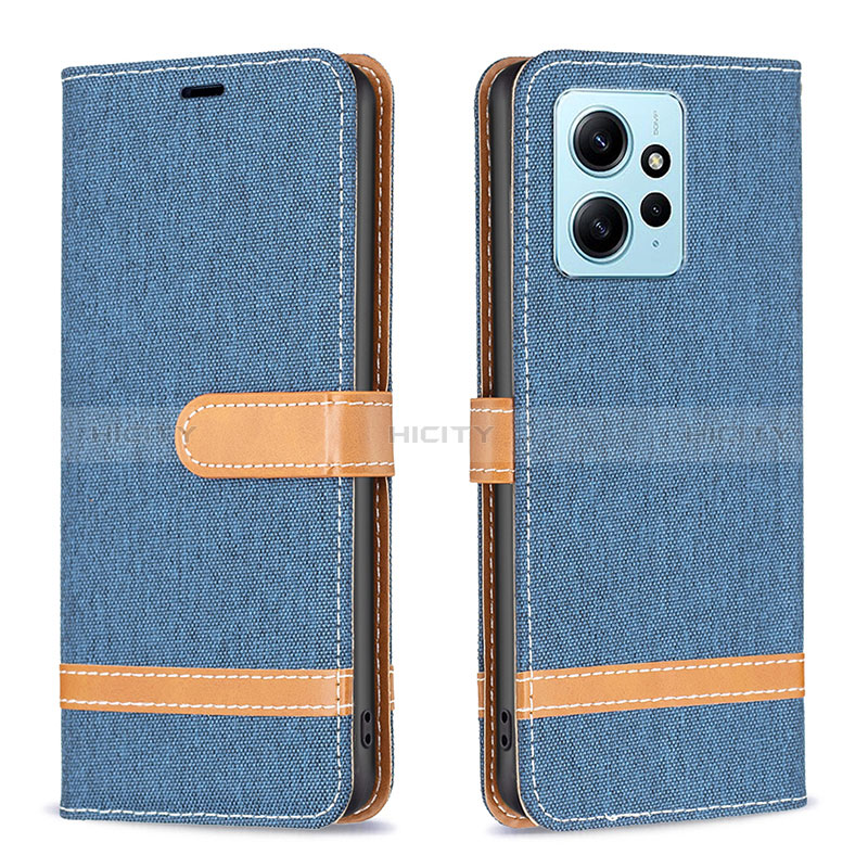 Handytasche Stand Schutzhülle Flip Leder Hülle B16F für Xiaomi Redmi Note 12 4G Hellblau