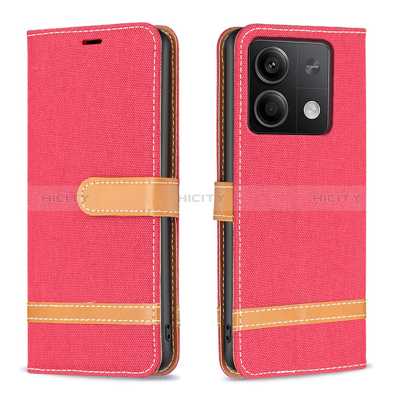 Handytasche Stand Schutzhülle Flip Leder Hülle B16F für Xiaomi Redmi Note 13 5G Rot Plus