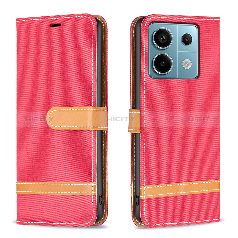 Handytasche Stand Schutzhülle Flip Leder Hülle B16F für Xiaomi Redmi Note 13 Pro 5G Rot