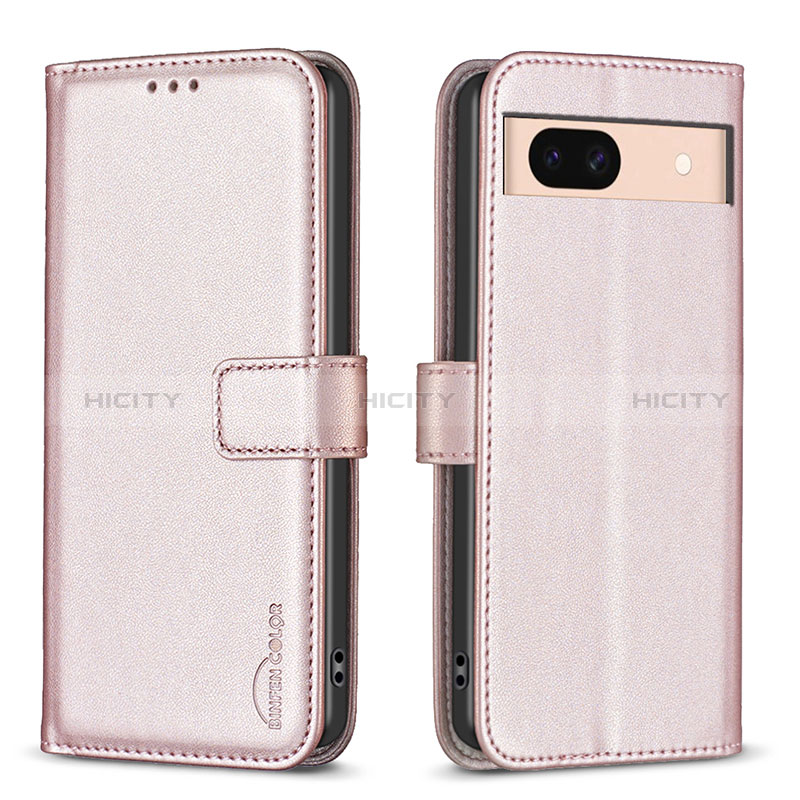 Handytasche Stand Schutzhülle Flip Leder Hülle B17F für Google Pixel 8a 5G Rosegold