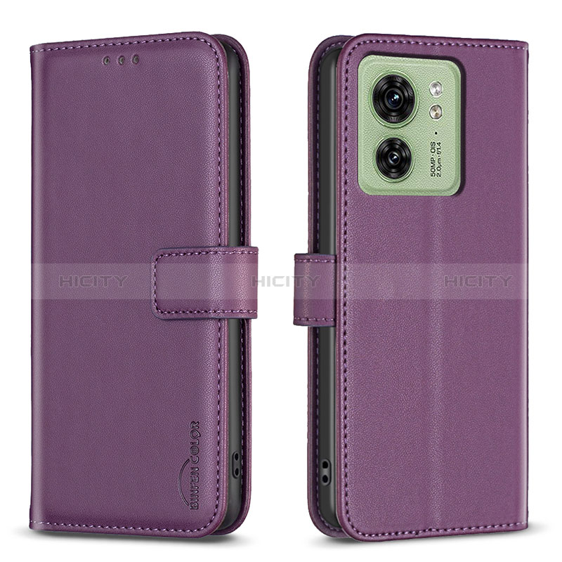 Handytasche Stand Schutzhülle Flip Leder Hülle B17F für Motorola Moto Edge 40 5G Violett Plus