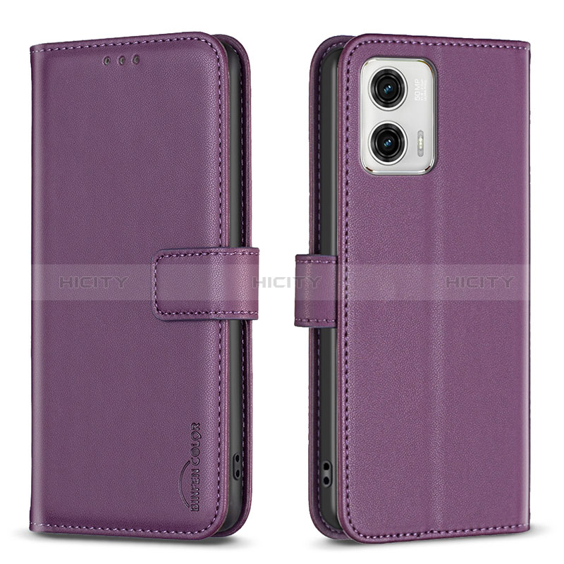 Handytasche Stand Schutzhülle Flip Leder Hülle B17F für Motorola Moto G73 5G Violett