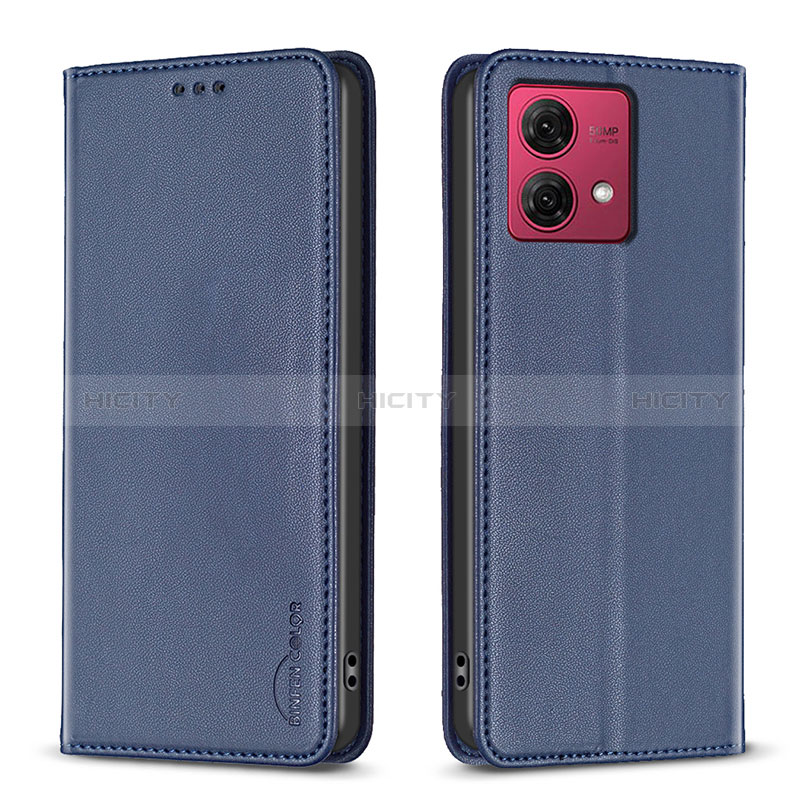 Handytasche Stand Schutzhülle Flip Leder Hülle B17F für Motorola Moto G84 5G Blau Plus