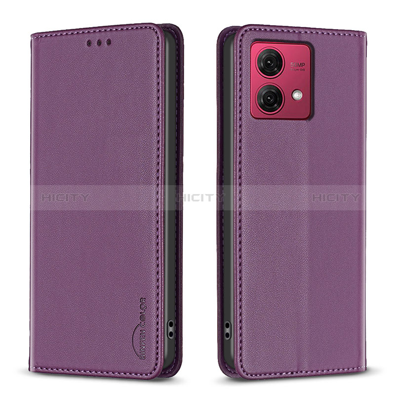 Handytasche Stand Schutzhülle Flip Leder Hülle B17F für Motorola Moto G84 5G Violett