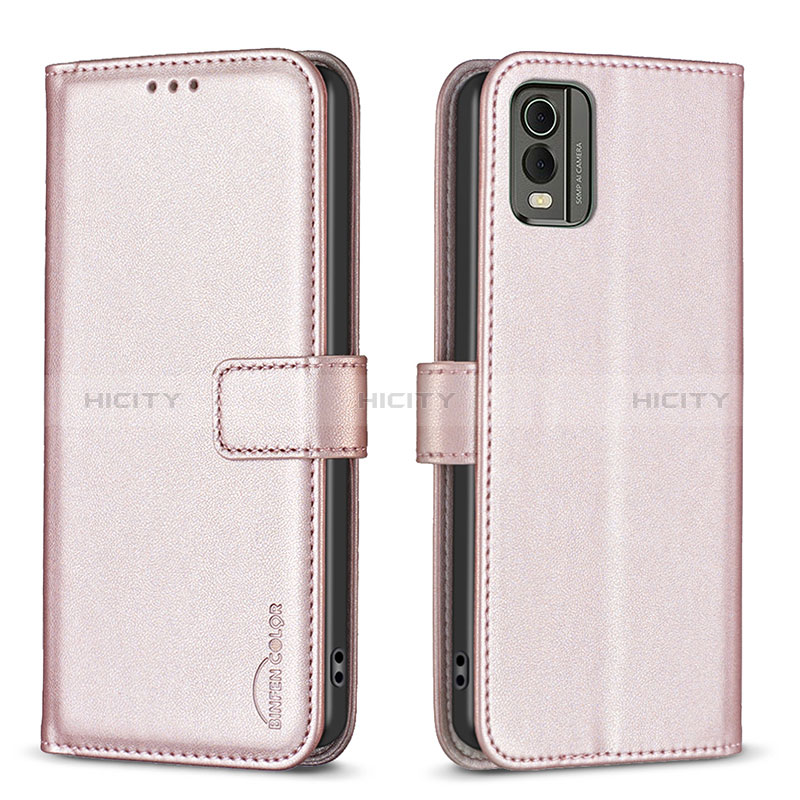 Handytasche Stand Schutzhülle Flip Leder Hülle B17F für Nokia C210 Rosegold