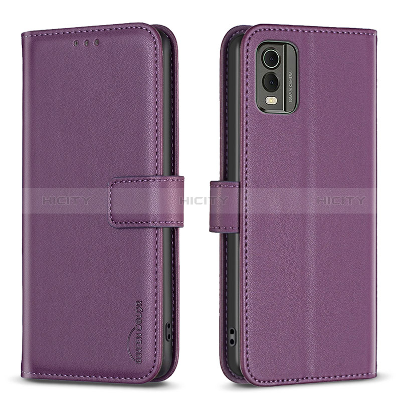 Handytasche Stand Schutzhülle Flip Leder Hülle B17F für Nokia C210 Violett Plus