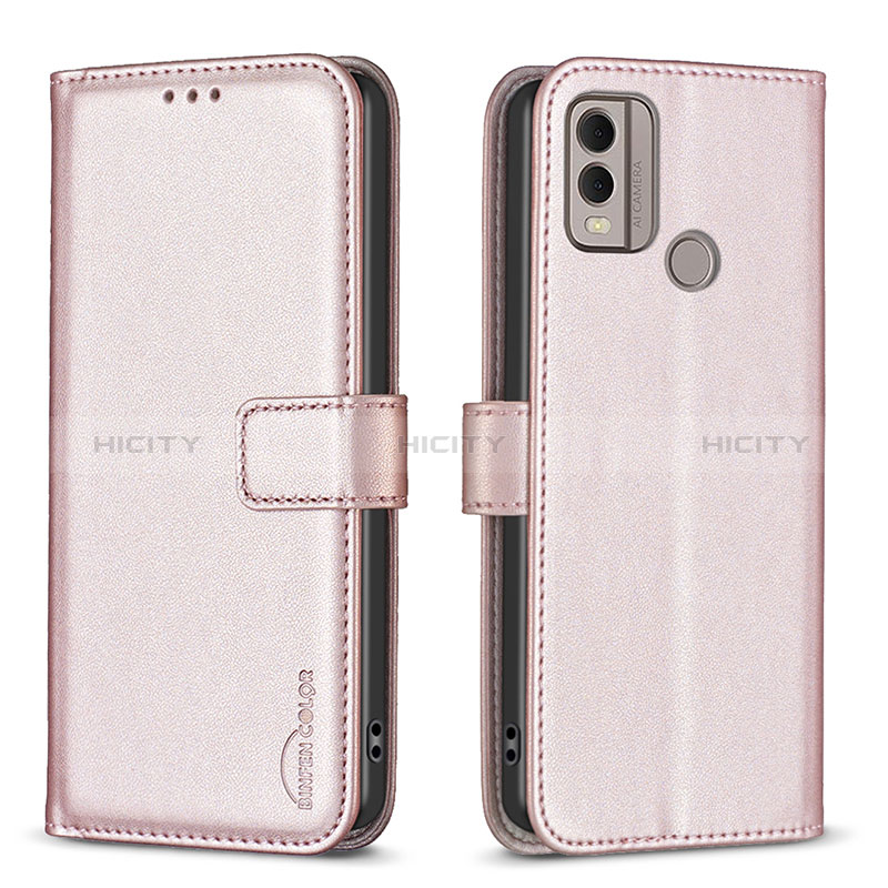 Handytasche Stand Schutzhülle Flip Leder Hülle B17F für Nokia C22 Rosegold