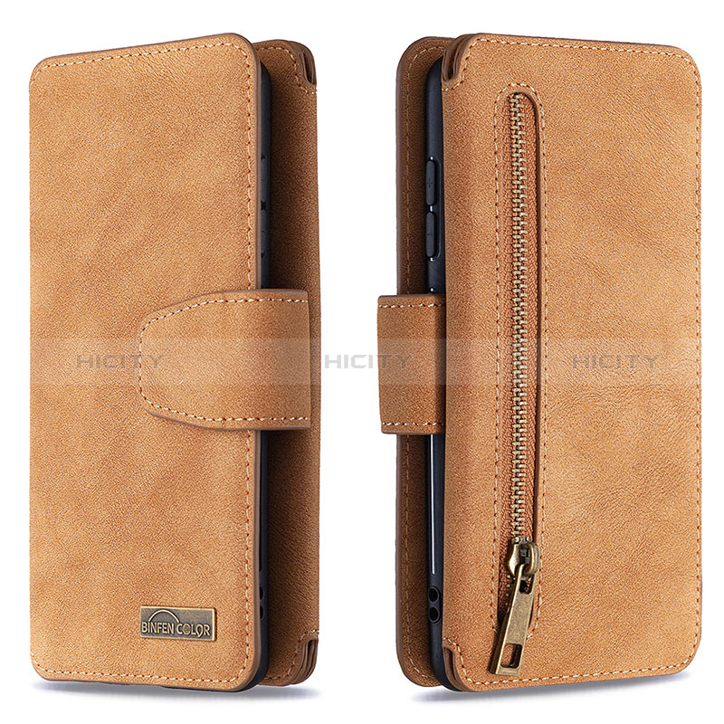 Handytasche Stand Schutzhülle Flip Leder Hülle B18F für Samsung Galaxy A41 Braun