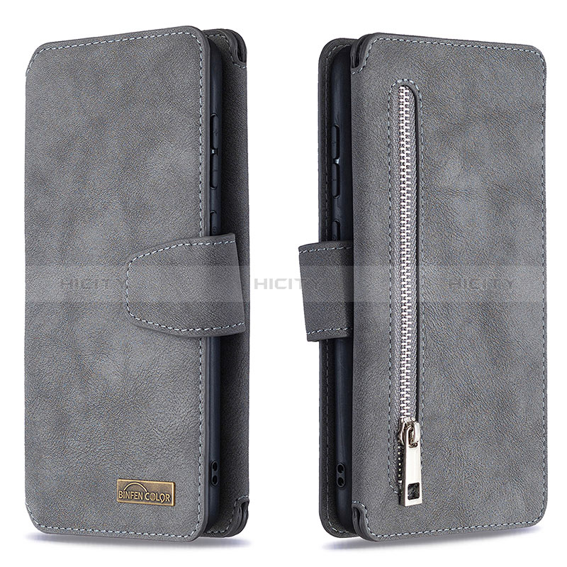 Handytasche Stand Schutzhülle Flip Leder Hülle B18F für Samsung Galaxy A70 Grau