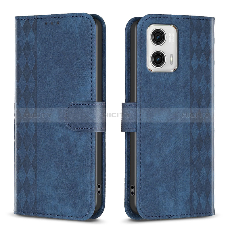 Handytasche Stand Schutzhülle Flip Leder Hülle B21F für Motorola Moto G73 5G Blau