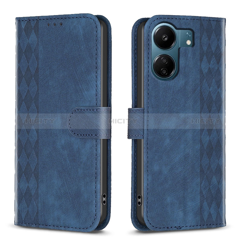 Handytasche Stand Schutzhülle Flip Leder Hülle B21F für Xiaomi Redmi 13C Blau