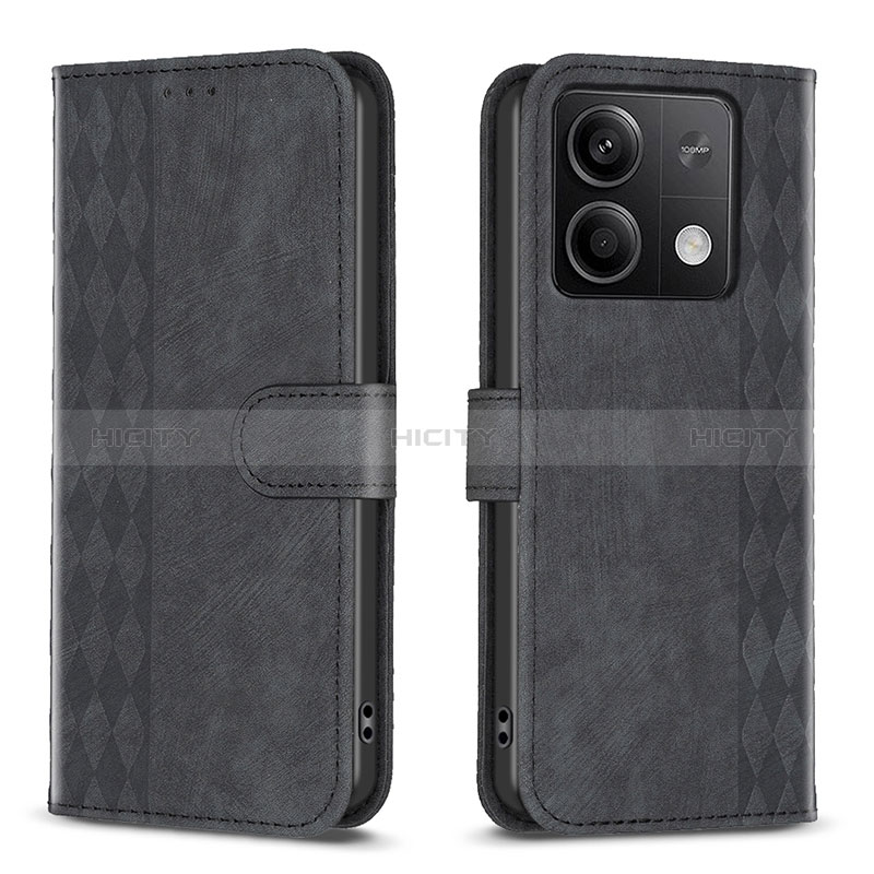 Handytasche Stand Schutzhülle Flip Leder Hülle B21F für Xiaomi Redmi Note 13 5G Schwarz