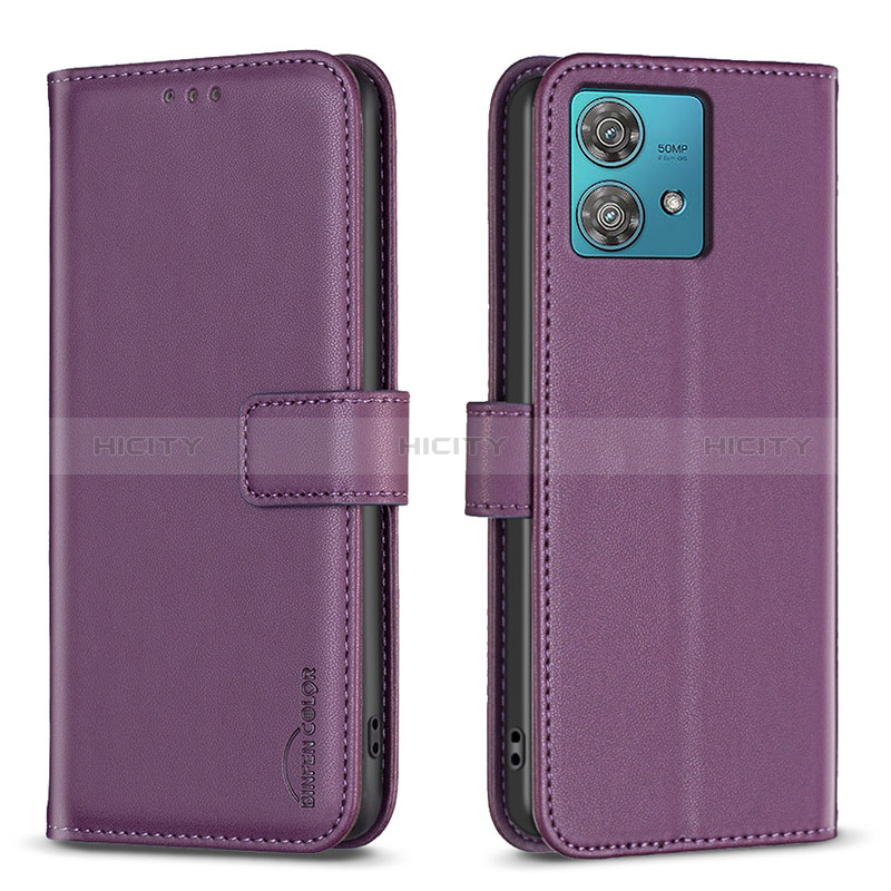 Handytasche Stand Schutzhülle Flip Leder Hülle B22F für Motorola Moto Edge 40 Neo 5G Violett