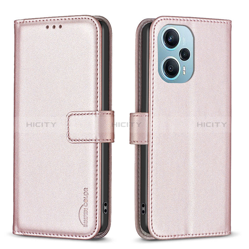 Handytasche Stand Schutzhülle Flip Leder Hülle B22F für Xiaomi Poco F5 5G Rosegold