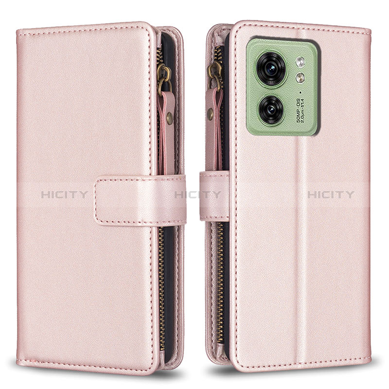 Handytasche Stand Schutzhülle Flip Leder Hülle B23F für Motorola Moto Edge 40 5G Rosegold