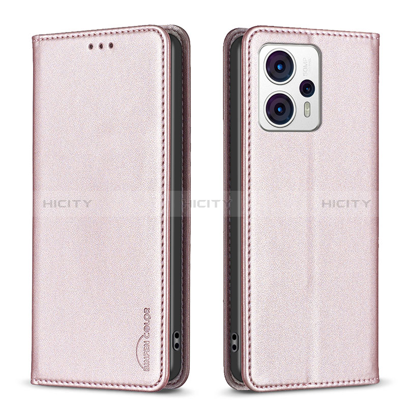 Handytasche Stand Schutzhülle Flip Leder Hülle B23F für Motorola Moto G13 Rosegold