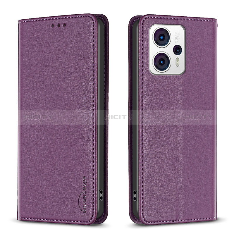 Handytasche Stand Schutzhülle Flip Leder Hülle B23F für Motorola Moto G13 Violett Plus