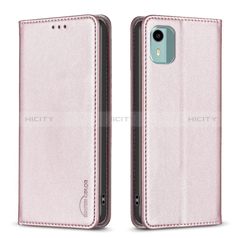 Handytasche Stand Schutzhülle Flip Leder Hülle B23F für Nokia C12 Plus Rosegold Plus