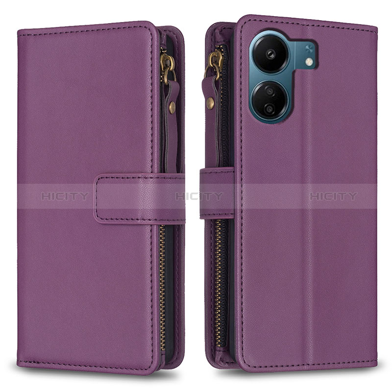 Handytasche Stand Schutzhülle Flip Leder Hülle B23F für Xiaomi Poco C65 Violett Plus