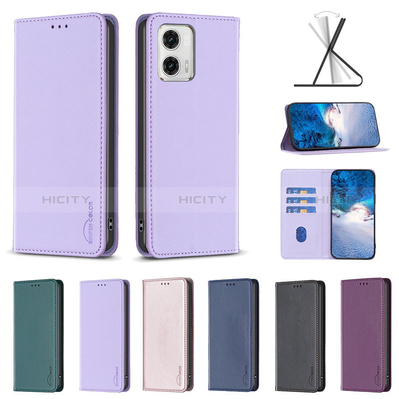 Handytasche Stand Schutzhülle Flip Leder Hülle B24F für Motorola Moto G73 5G groß