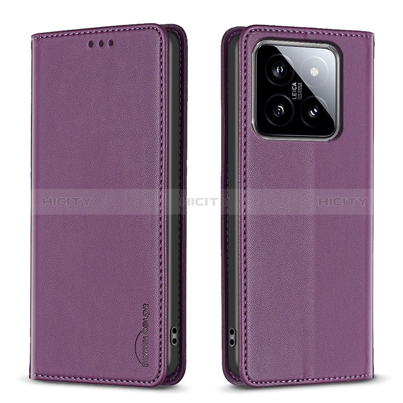 Handytasche Stand Schutzhülle Flip Leder Hülle B24F für Xiaomi Mi 14 5G Violett