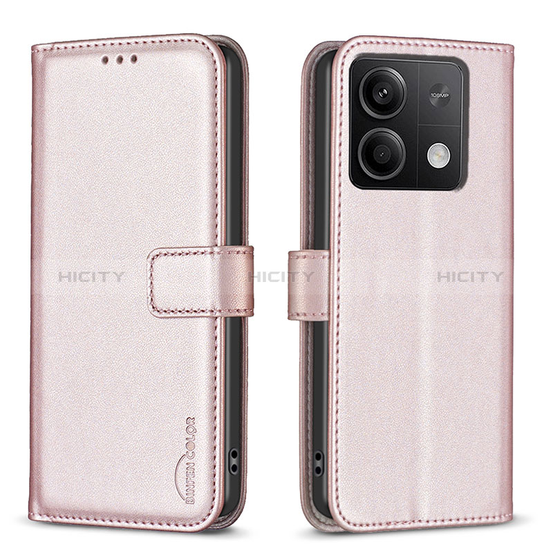 Handytasche Stand Schutzhülle Flip Leder Hülle B24F für Xiaomi Redmi Note 13 5G Rosegold Plus