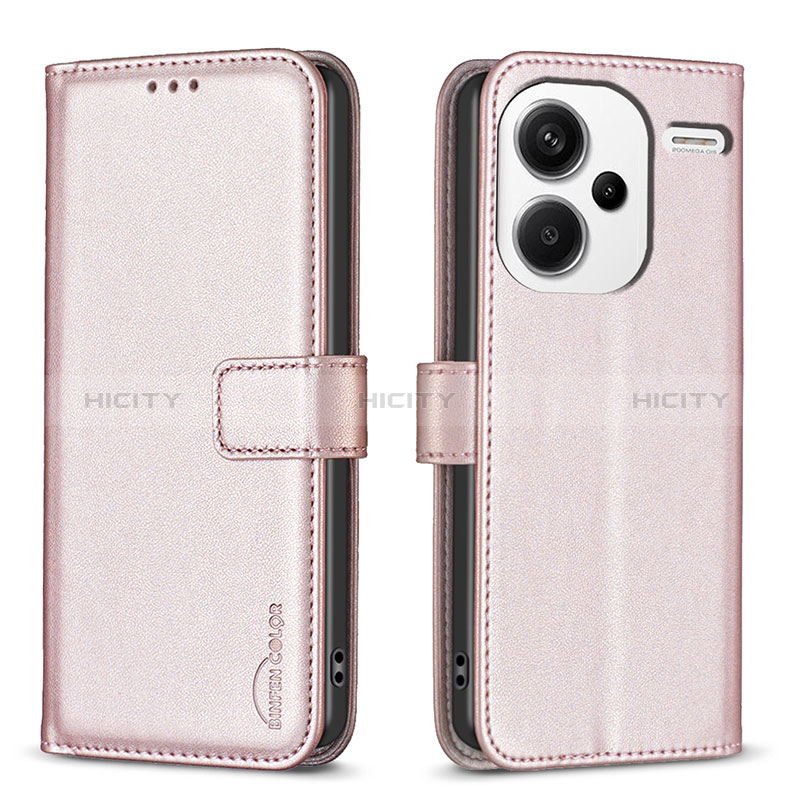 Handytasche Stand Schutzhülle Flip Leder Hülle B24F für Xiaomi Redmi Note 13 Pro+ Plus 5G Rosegold