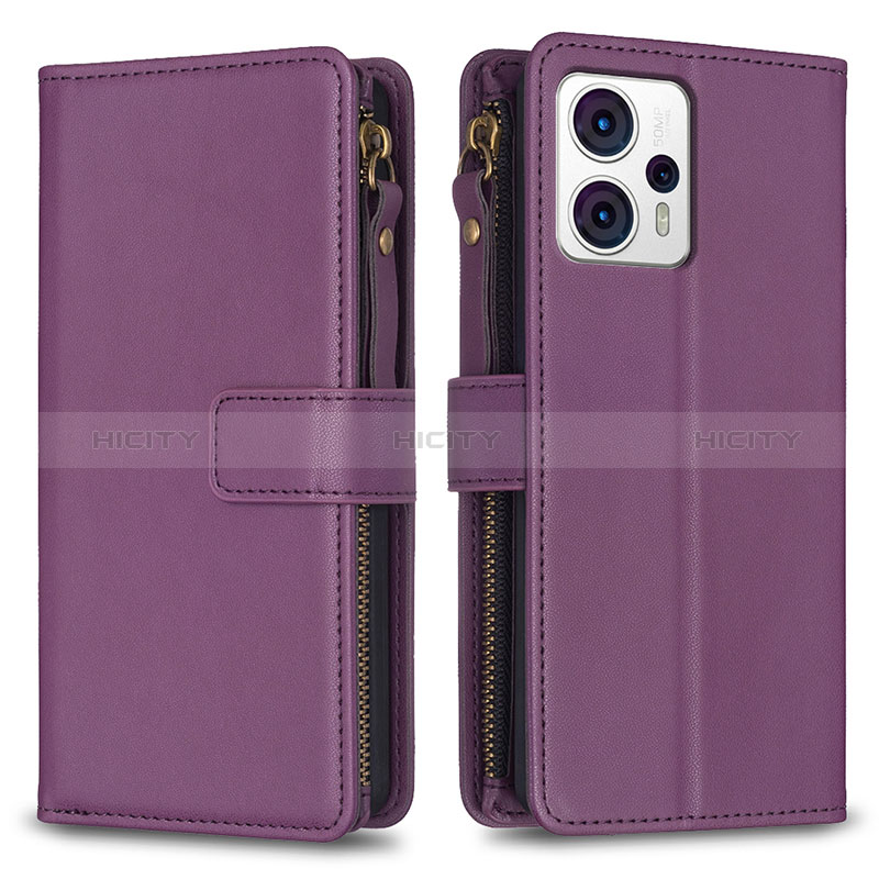 Handytasche Stand Schutzhülle Flip Leder Hülle B25F für Motorola Moto G13 Violett