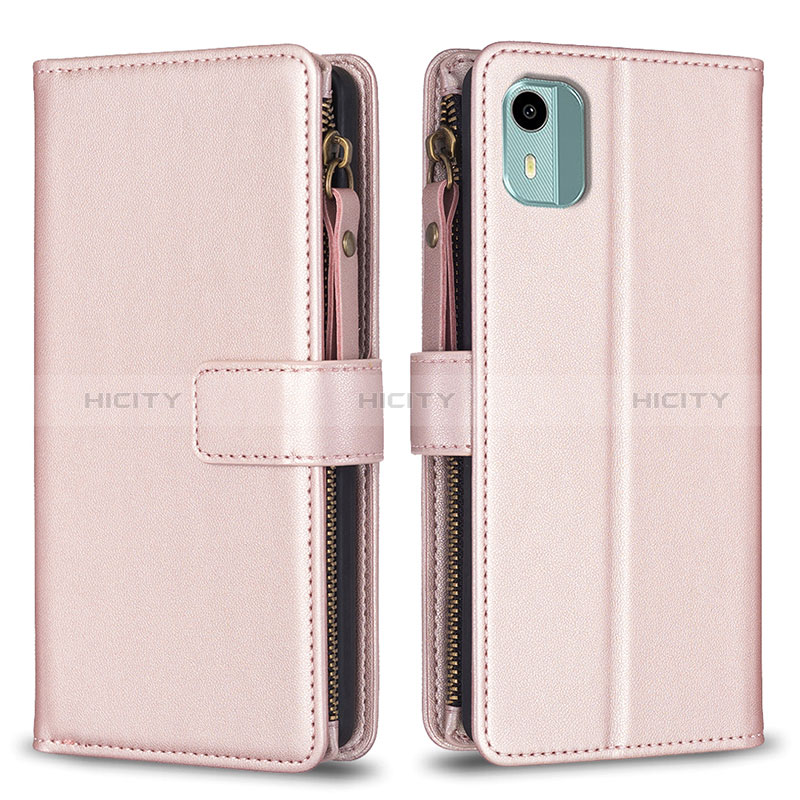 Handytasche Stand Schutzhülle Flip Leder Hülle B25F für Nokia C12 Pro Rosegold