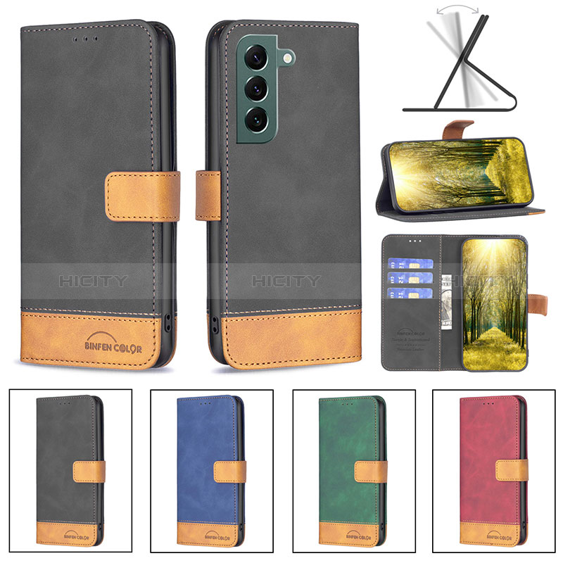 Handytasche Stand Schutzhülle Flip Leder Hülle BF2 für Samsung Galaxy S22 5G groß