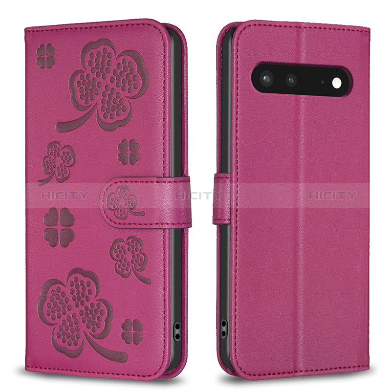 Handytasche Stand Schutzhülle Flip Leder Hülle Blumen BF1 für Google Pixel 7 5G Pink