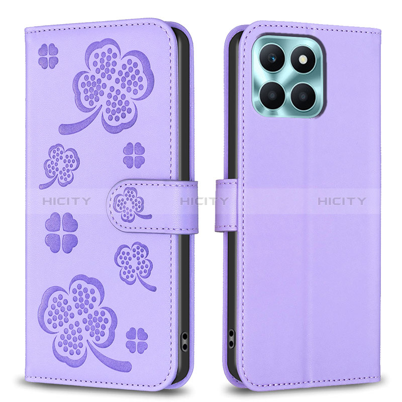 Handytasche Stand Schutzhülle Flip Leder Hülle Blumen BF1 für Huawei Honor X8b Violett Plus