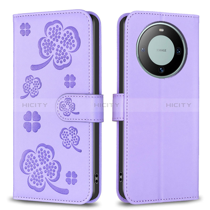 Handytasche Stand Schutzhülle Flip Leder Hülle Blumen BF1 für Huawei Mate 60 Pro Violett