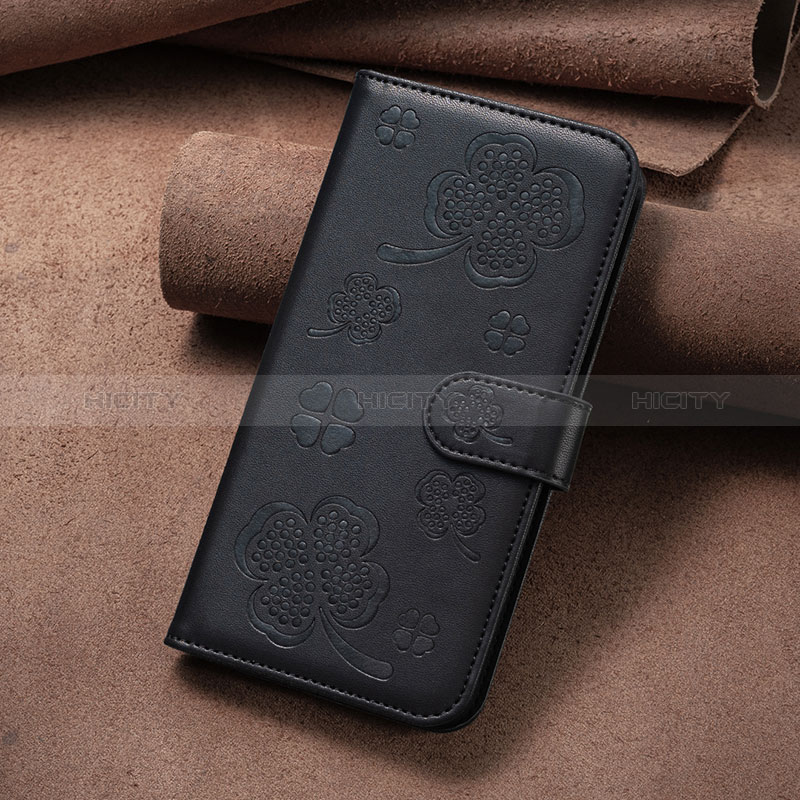 Handytasche Stand Schutzhülle Flip Leder Hülle Blumen BF1 für Oppo A15 Schwarz