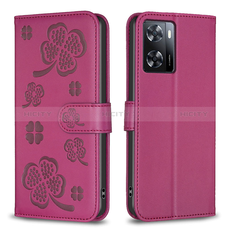 Handytasche Stand Schutzhülle Flip Leder Hülle Blumen BF1 für Oppo A77 4G Pink Plus