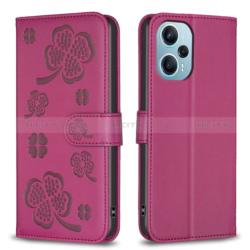 Handytasche Stand Schutzhülle Flip Leder Hülle Blumen BF1 für Xiaomi Redmi Note 12 Turbo 5G Pink Plus