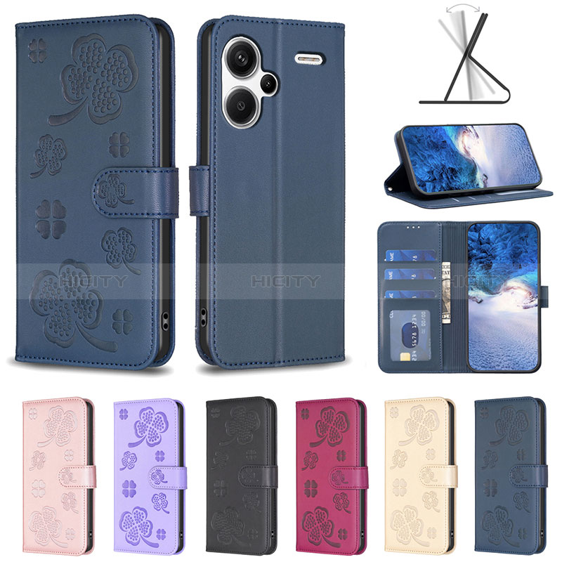 Handytasche Stand Schutzhülle Flip Leder Hülle Blumen BF1 für Xiaomi Redmi Note 13 Pro+ Plus 5G