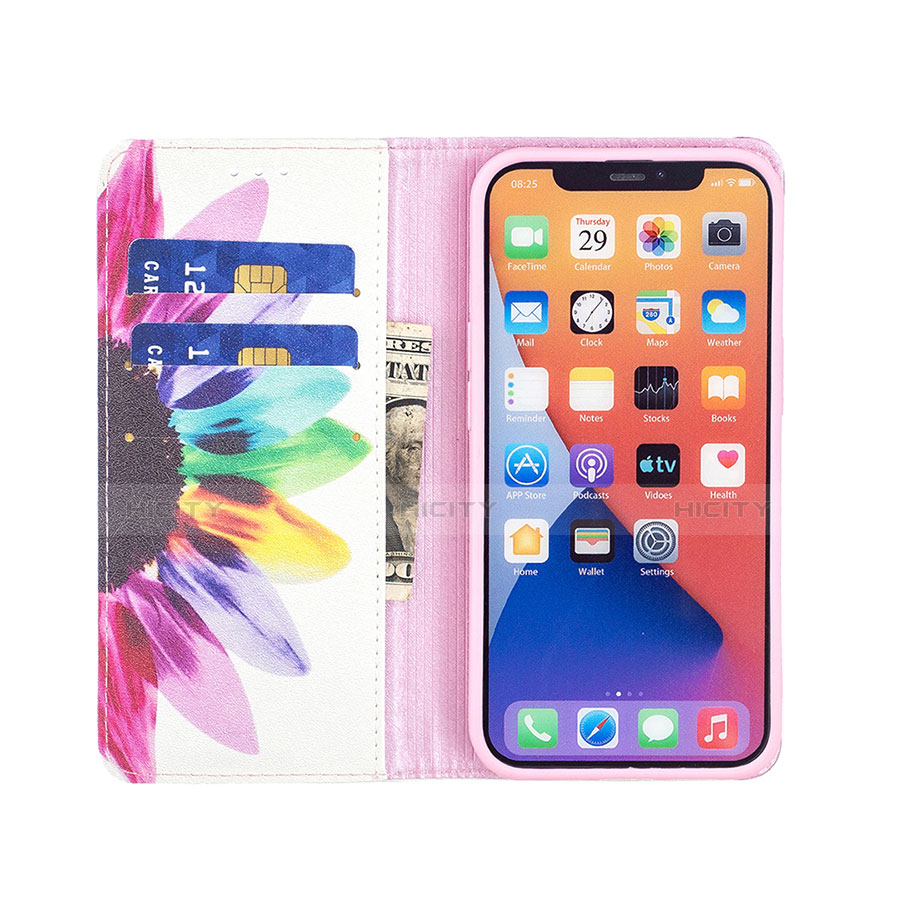 Handytasche Stand Schutzhülle Flip Leder Hülle Blumen für Apple iPhone 13 Mini Bunt