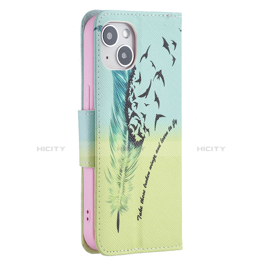 Handytasche Stand Schutzhülle Flip Leder Hülle Blumen für Apple iPhone 13 Mini Gelb