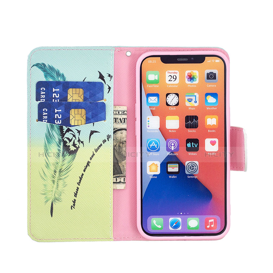 Handytasche Stand Schutzhülle Flip Leder Hülle Blumen für Apple iPhone 13 Mini Gelb