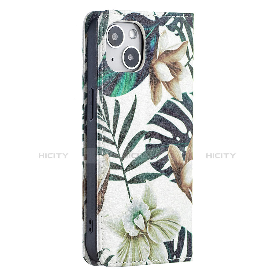 Handytasche Stand Schutzhülle Flip Leder Hülle Blumen für Apple iPhone 13 Mini Plusfarbig