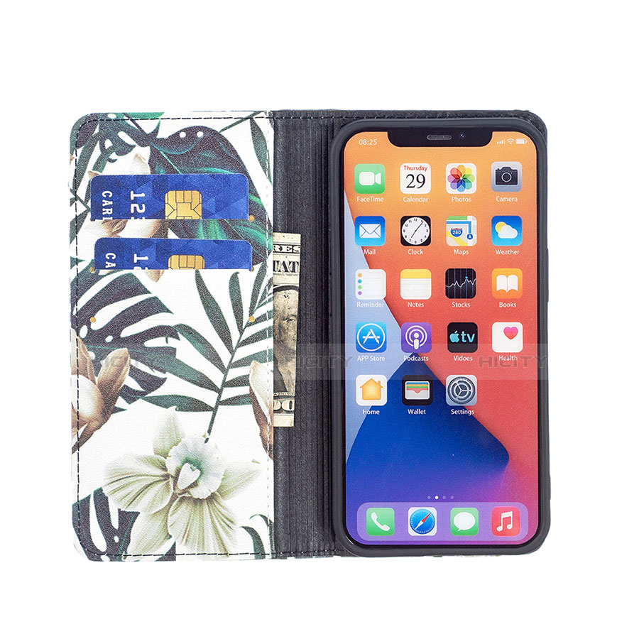 Handytasche Stand Schutzhülle Flip Leder Hülle Blumen für Apple iPhone 13 Mini Plusfarbig