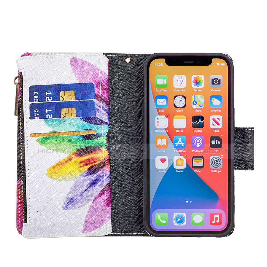 Handytasche Stand Schutzhülle Flip Leder Hülle Blumen für Apple iPhone 13 Pro Bunt