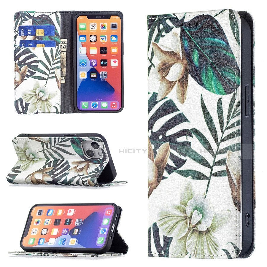 Handytasche Stand Schutzhülle Flip Leder Hülle Blumen für Apple iPhone 14 Plus Plusfarbig