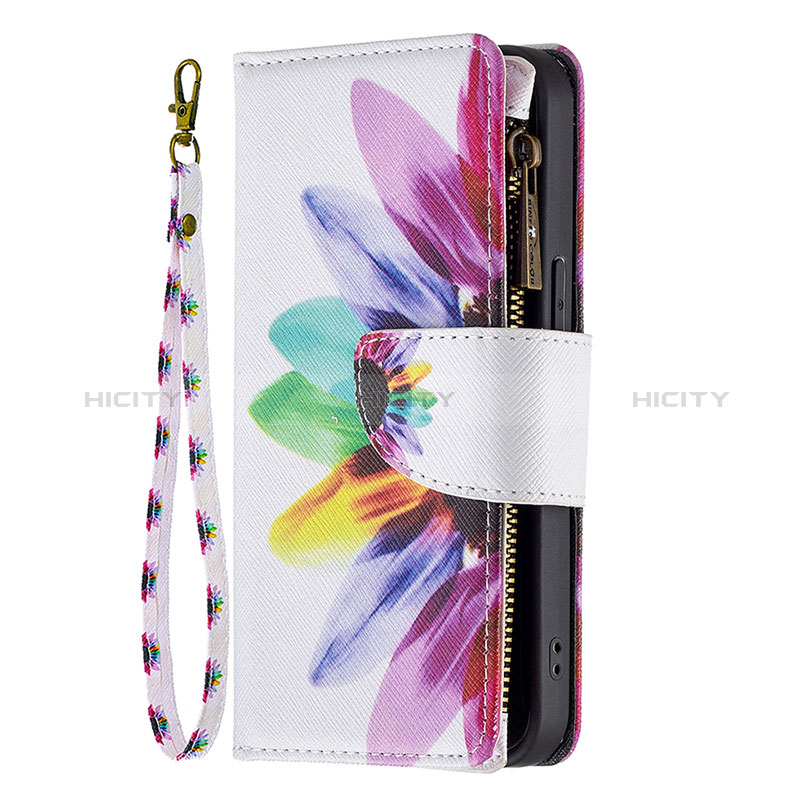 Handytasche Stand Schutzhülle Flip Leder Hülle Blumen für Apple iPhone 14 Pro Bunt