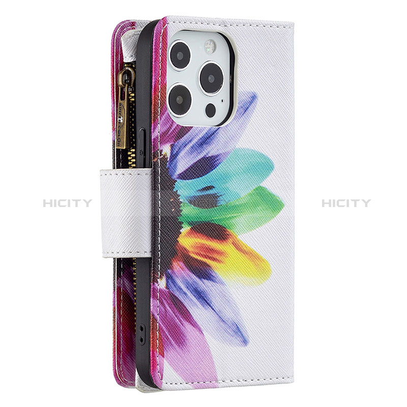 Handytasche Stand Schutzhülle Flip Leder Hülle Blumen für Apple iPhone 14 Pro Bunt