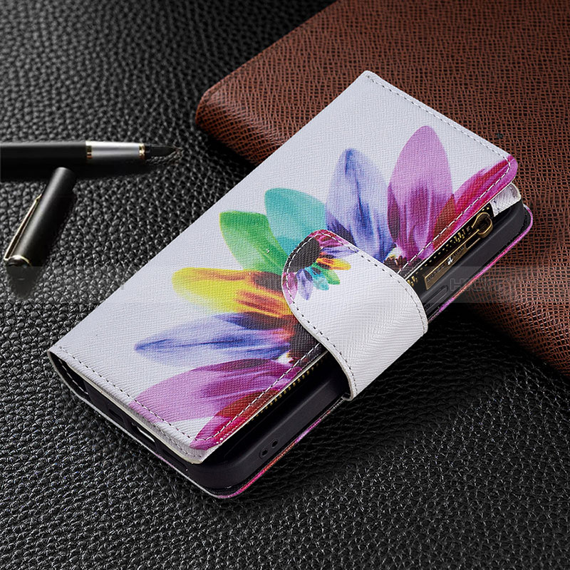 Handytasche Stand Schutzhülle Flip Leder Hülle Blumen für Apple iPhone 14 Pro Bunt