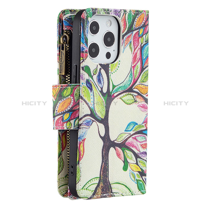 Handytasche Stand Schutzhülle Flip Leder Hülle Blumen für Apple iPhone 14 Pro Max Plusfarbig groß